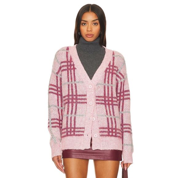 Lovers and Friends Damia Plaid Cardigan in‎ Rose - Picture 1 of 6